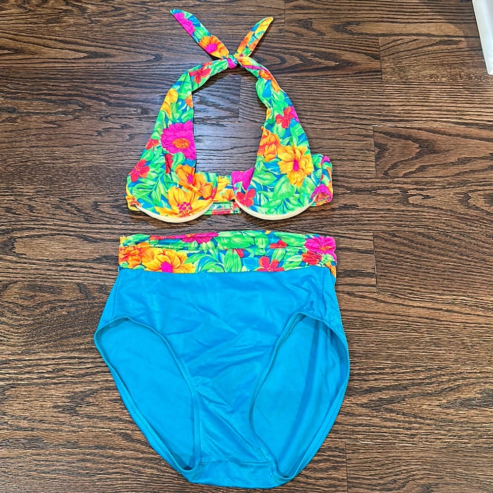 Vintage Pacific Connections Two Piece High Waisted Bikini Swim